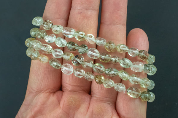 Tourmaline Quartz Gemstone Bracelet Carnelian Bracelet Stretchy String Oval Bracelet Natural Gemstone Bracelets - Gemstone Nugget Bracelets