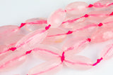 Large Rose Quartz Faceted Footballs Beads Approx 30x16mm Full Strand 15.5 Inches Long AAA Quality