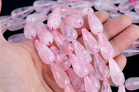 Rose Quartz Teardrop Faceted Beads Approx 26x12mm Full Strand 15.5 Inches Long AAA Quality