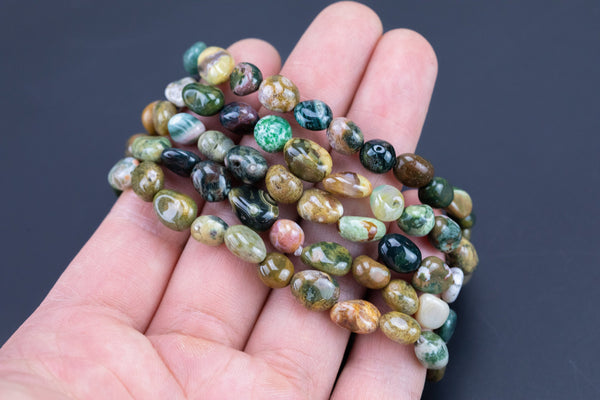 Ocean Jasper Gemstone Bracelet Bracelet Stretchy String Oval Bracelet Natural Gemstone Bracelets - Gemstone Nugget Bracelets Bracelet