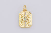 1pc Dainty 18k Gold Beads Opal Dog Tag Evil Eye Legend Charm for Bracelet Necklace Pendant Findings for Jewelry Making- 10x14mm