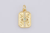 1pc Dainty 18k Gold Beads Opal Dog Tag Evil Eye Legend Charm for Bracelet Necklace Pendant Findings for Jewelry Making- 10x14mm