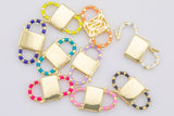 1 pc 14k Gold Clasp clicker Clasp, 14x26mm, Enamel double Clicker ends, Bracelet Necklace Clicker Connector