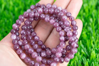 Lepidolite 6mm and 8mm Round Stretchy String Oval Bracelet Natural Crystal Gemstone Bracelets - Gemstone Bracelets Handmade Jewelry Bracelet