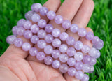 Pink Amethyst 8mm Round Stretchy String Oval Bracelet Natural Crystal Gemstone Bracelets - Gemstone Bracelets Handmade Jewelry Bracelet