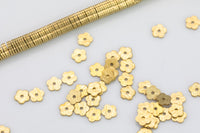 Solid Golden Brass Brushed flat disc Flower beads spacers - Brushed Gold Disk heishi spacers beads jewelry making 220 pieces per Strand!