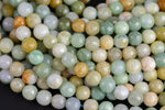 Natural Burmese Jade 8mm Faceted Round Beads 15.5" Strand Gemstone Beads