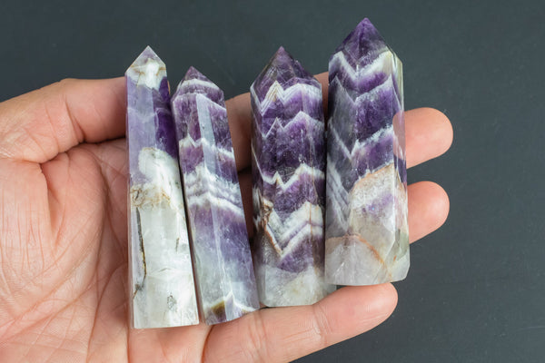 1 Pc Natural Chevron Amethyst Obelisk Tower Point wand healing crystal
