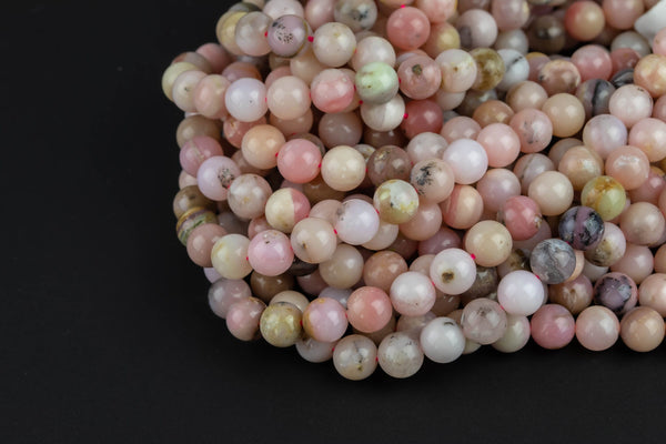 Natural AUSTRALIAN PINK OPAL Beads - Round - 6mm 8mm 10mm or 12mm - Full 15.5" 15.5 inch strands Smooth Gemstone Beads