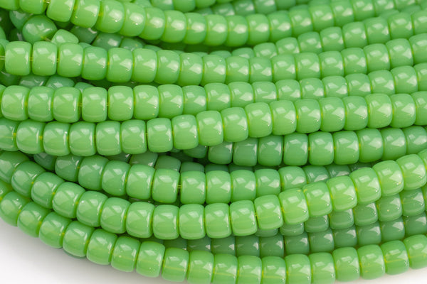 8mm Crystal Barrel -2 or 5 or 10 STRANDS- 16 Inch Strand- Lime Green