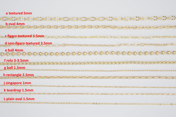 18K Gold plated Oval Chain Dainty Oval Textured Figaro Chain Assortment Oval Figaro Chain High Quality Chain - 1 yard / 3 feet