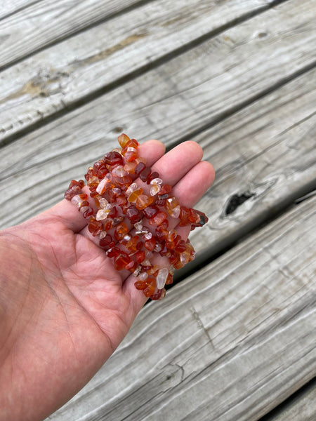 Carnelian Bracelet Stretchy String Bracelet Natural Gemstone Chips Bracelets Pre-charged Handmade Jewelry