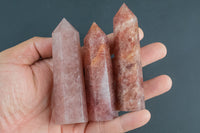 1 Pc Natural Strawberry Quartz Obelisk Tower Point wand healing crystal