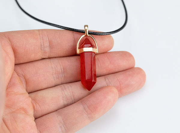 Raw Carnelian- Crystal Chakra Stone Carnelian Necklace Carnelian Jewelry Pre-charged- 45mm