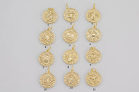 Dainty 18K Gold Zodiac Horoscope Sign Medallion Pendant Sparkle Astro Coin for Necklace Bracelet Jewelry Making Supply- 14mm
