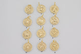 Dainty 18K Gold Zodiac Horoscope Sign Medallion Pendant Sparkle Astro Coin for Necklace Bracelet Jewelry Making Supply- 14mm