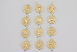 Dainty 18K Gold Zodiac Horoscope Sign Medallion Pendant Sparkle Astro Coin for Necklace Bracelet Jewelry Making Supply- 14mm