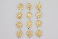 Dainty 18K Gold Zodiac Horoscope Sign Medallion Pendant Sparkle Astro Coin for Necklace Bracelet Jewelry Making Supply- 14mm