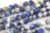 Natural White Blue Sodalite, High Quality in Matte Round, 4mm, 6mm, 8mm, 10mm, 12mm, 14mm-Full Strand 16 inch Strand AAA Quality