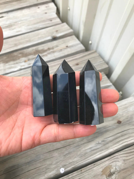 Natural Obsidian Obelisk Tower Point wand healing crystal