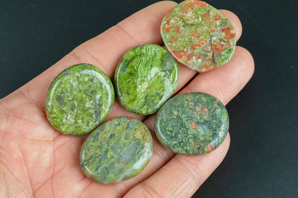 Natural Unakite Small Flat Disk Pieces Healing Stones about 1" across Pre-charged