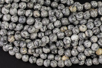 Natural Black White Jasper, High Quality in Faceted Round- 6mm, 8mm, 10mm- - Full 15.5 Inch Strand Gemstone Beads