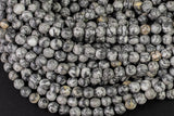 Natural Black White Jasper, High Quality in Faceted Round- 6mm, 8mm, 10mm- - Full 15.5 Inch Strand Gemstone Beads