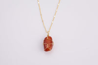 Carnelian Necklace Pendant Handwrapped in USA Healing Crystal Chakra Stone Carnelian Necklace Carnelian Jewelry Pre-charged