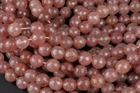 Natural Strawberry Quartz, High Quality in Faceted Round- Full 15.5 Inch Long Strand! Gemstone Beads- 12mm