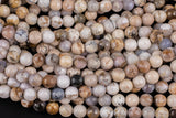 Natural Smokey Dentrite Agate Opal- Faceted Round sizes 6mm and 8mm Smooth Gemstone Beads