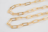 Chunky Paperclip Chain Necklace 6x14mm 8x21mm 18kt Gold Jumbo Link Paper Clip Chain 1 yard, Nickel Free Unfinished Link Chain