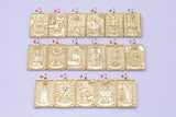 Tarot Cards Charms Gold Tarot Card Charm Tarot Deck Pendant with CZ Cubic Zirconia 15x28mm