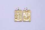 Tarot Cards Charms Gold Tarot Card Charm Tarot Deck Pendant with CZ Cubic Zirconia 15x28mm