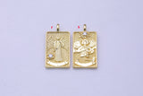 Tarot Cards Charms Gold Tarot Card Charm Tarot Deck Pendant with CZ Cubic Zirconia 15x28mm