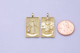 Tarot Cards Charms Gold Tarot Card Charm Tarot Deck Pendant with CZ Cubic Zirconia 15x28mm