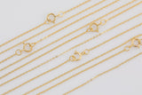 Extra Dainty 14K 14/20 GOLD FILLED Necklace Chain Made in USA Delicate Everyday Chain, Tight 1mm Flat Cable w/ Spring Clasp High Quality