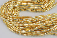 Medium Light Gold Pyrite- Barrel Heishi- Hematite Strands- Medium Light Gold- 4mm and 6mm