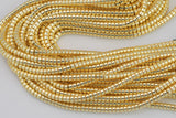 Medium Light Gold Pyrite- Barrel Heishi- Hematite Strands- Medium Light Gold- 4mm 6mm 8mm