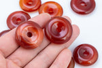 Natural Carnelian Quartz Donut Circle Pi Stone Pendant