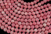 Cotton Pink Jade, High Quality in Smooth Round- 6mm, 8mm, 10mm, 12mm -Full Strand 15.5 inch Strand AAA Quality