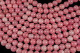 Cotton Pink Jade, High Quality in Smooth Round- 6mm, 8mm, 10mm, 12mm -Full Strand 15.5 inch Strand AAA Quality
