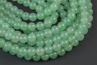 Natural Green Aventurine Adventrine, High Quality in Round, 4mm, 6mm, 10mm, 12mm- Full 15.5 Inch Strand- Smooth Gemstone Beads