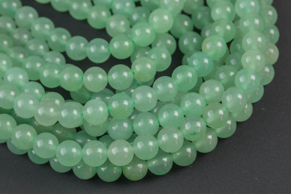 Natural Green Aventurine Adventrine, High Quality in Round, 4mm, 6mm, 10mm, 12mm- Full 15.5 Inch Strand- Smooth Gemstone Beads