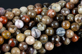 Natural AAA Petrified Wood Faceted Round High Quality 6mm 8mm 10mm 12mm Full Strand AA Quality AAA Quality Gemstone Beads