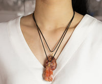 Raw Carnelian Necklace Pendant Handwrapped in USA Handmade Jewelry Healing Crystal Chakra Stone Carnelian Jewelry Pre-charged