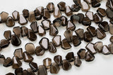 Natural Smokey Quartz beads, Flat Nugget Drops Brios- Full Strand 15 inch Strand- High Polish-12x15mm