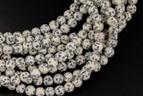 Natural Dalmatian Jasper, High Quality in Matte Round, 4mm, 6mm, 8mm, 10mm, 12mm- Full 16 inch Strand AAA Quality Gemstone Beads