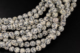 Natural Dalmatian Jasper, High Quality in Matte Round, 4mm, 6mm, 8mm, 10mm, 12mm- Full 16 inch Strand AAA Quality Gemstone Beads