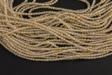 Golden Rutilated Quartz Beads Full Strands-15.5 inches-2-3mm- Nice Size Hole- Diamond Cutting, High Facets-Nice and Sparkly-Faceted Round