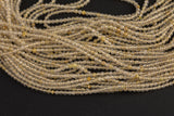 Golden Rutilated Quartz Beads Full Strands-15.5 inches-2-3mm- Nice Size Hole- Diamond Cutting, High Facets-Nice and Sparkly-Faceted Round